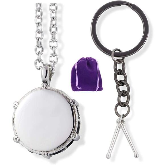 Snare Drum Charm Necklace with Drum Sticks Keychain - Picture 1 of 8